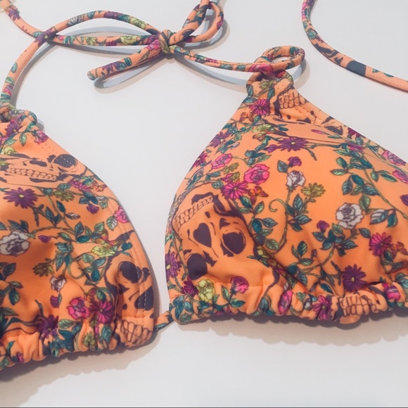 OP Other - OP | Peach Bikini Top Floral Skulls Large 11-13